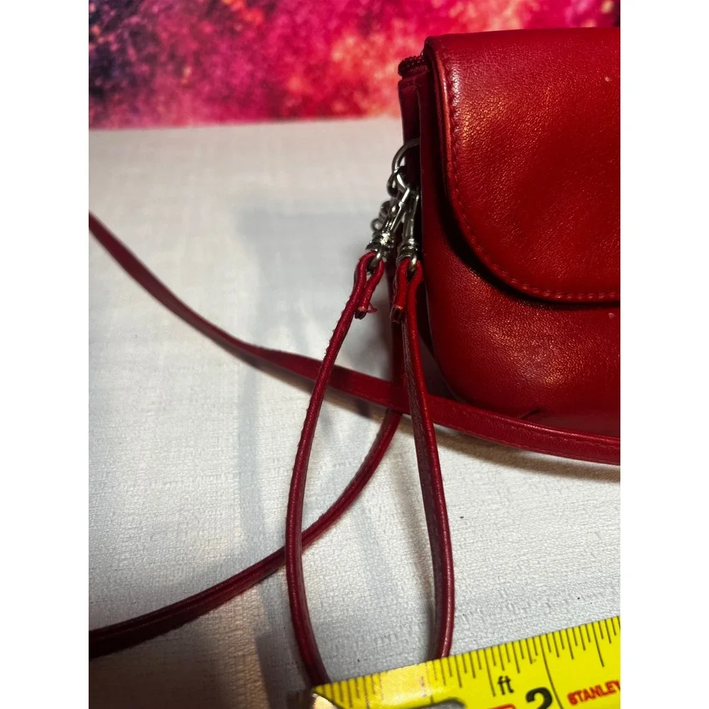 90s Y2K HOBO Red Leather Crossbody Bag Minimalist Small Shoulder Purse Zip